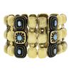 Image 6 : Vintage 18k Yellow Gold Turquoise & Black Enamel Work 1.9mm Wide 3 Row Bracelet