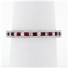 Image 1 : New.900 Platinum.92 ctw Calibre Ruby Diamond Double Milgrain Eternity Band Ring