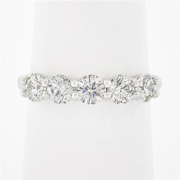 18k White Gold 1.24 ctw Round Ideal Low Profile Diamond 5 Stone Stack Band Ring