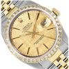 Image 1 : Rolex Mens 2 Tone Champagne Linen Dial Diamond Bezel Datejust Wristwatch
