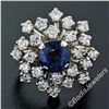 Image 5 : Vintage 14K TT Gold 3.26 ctw Round Sapphire Diamond Tiered Snowflake Cluster Rin