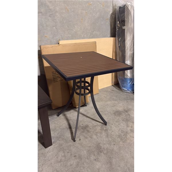 DURAWOOD BROWN APPROX 34"X34" BAR HEIGHT PATIO TABLE