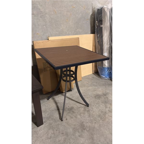 DURAWOOD BROWN APPROX 34"X34" BAR HEIGHT PATIO TABLE