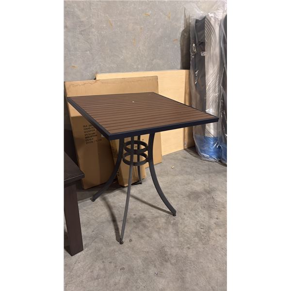 DURAWOOD BROWN APPROX 34"X34" BAR HEIGHT PATIO TABLE