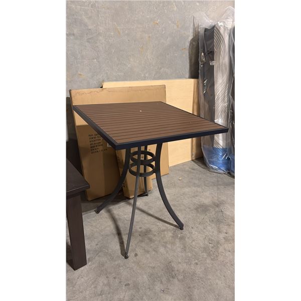 DURAWOOD BROWN APPROX 34"X34" BAR HEIGHT PATIO TABLE