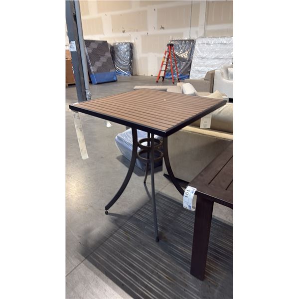 DURAWOOD BROWN APPROX 34"X34" BAR HEIGHT PATIO TABLE