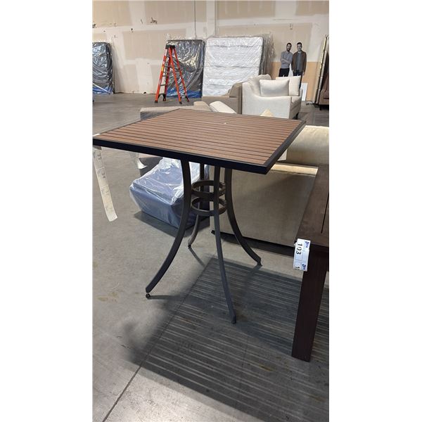 DURAWOOD BROWN APPROX 34"X34" BAR HEIGHT PATIO TABLE