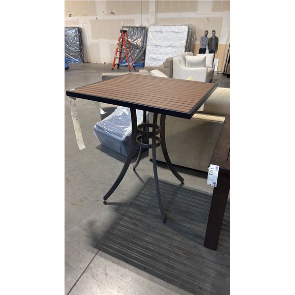 DURAWOOD BROWN APPROX 34"X34" BAR HEIGHT PATIO TABLE