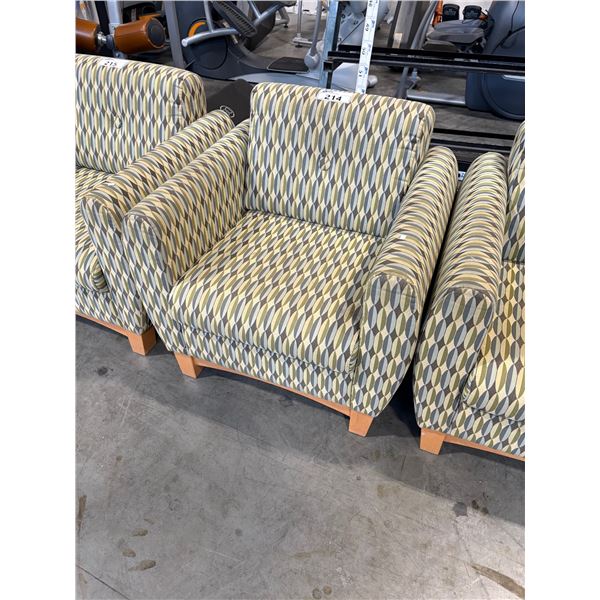 GREEN PATTERNED LOUNGE CHAIR
