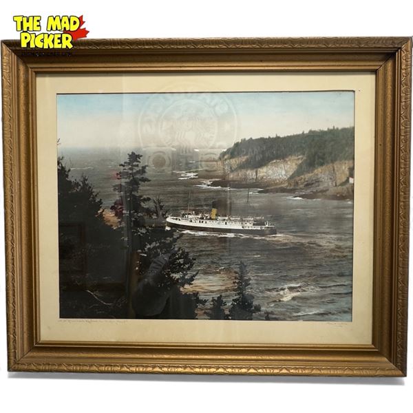 Vintage Framed Picture Of S.S. Princess Ferry By Paul Yaliz