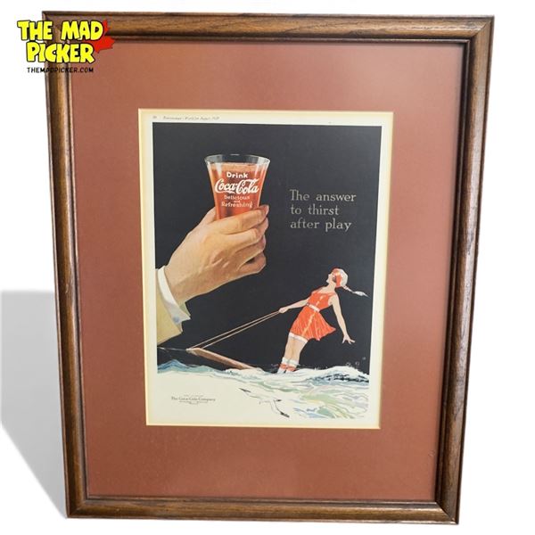 Framed Coca Cola Advertisement "The Answer To Thirst After Play"