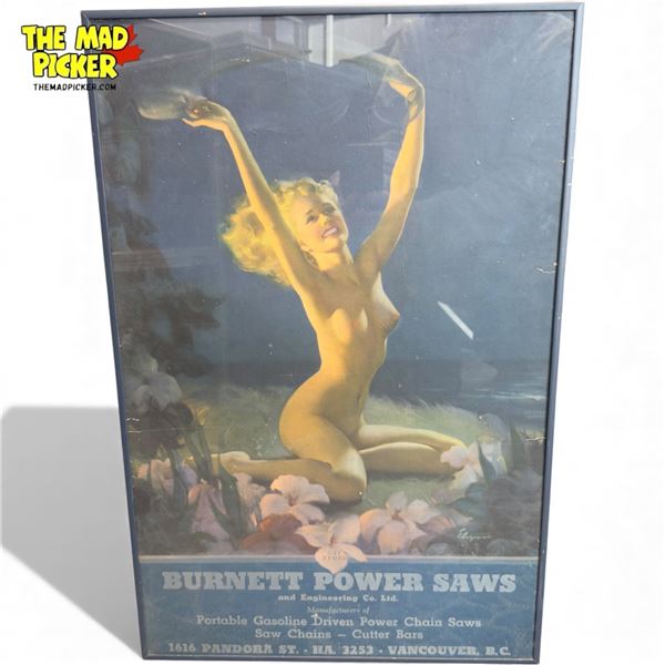 Framed Pin Up Girl Advertisement Burnette Power Saws Vancouver B.C