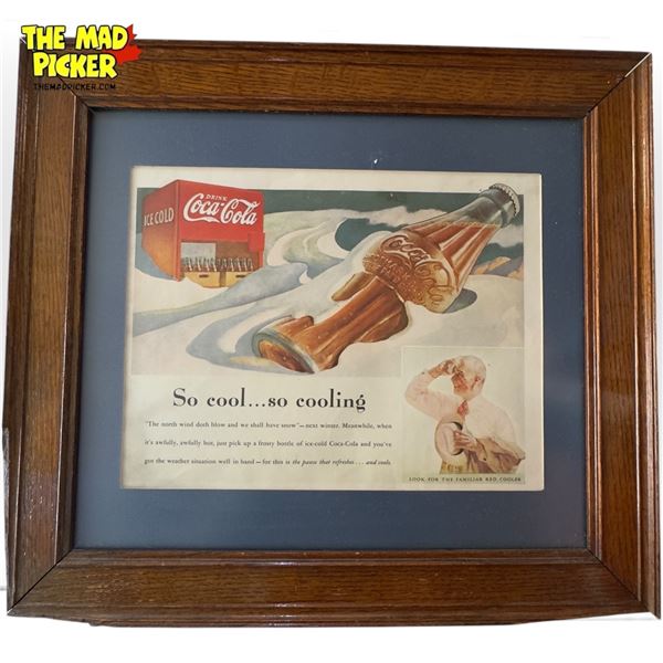 Vintage Framed Coca Cola Advertisement