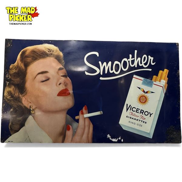 Vintage Tin Smoother Viceroy Cigarette Advertising Sign