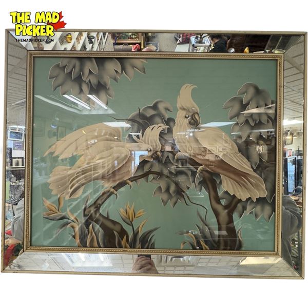 Vintage Mirror Framed Cockatoo Print