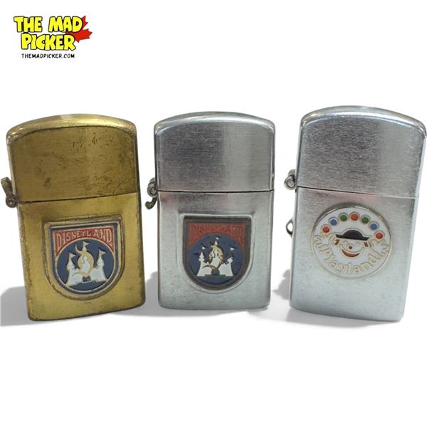 3 Vintage Miniature Lighters, Disney Land & Playland