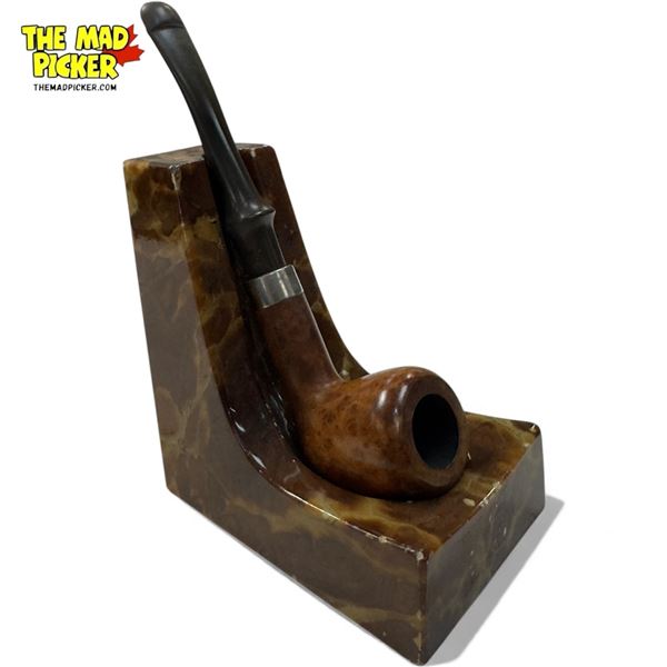 Vintage Smoking Pipe On Alabaster Stand