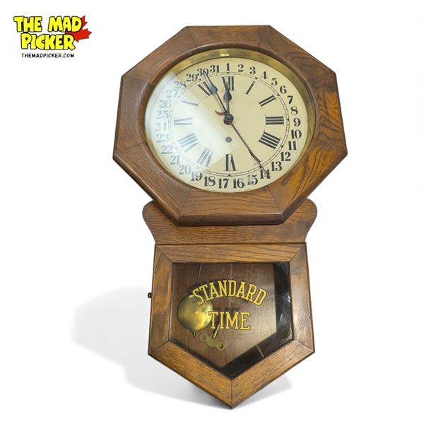 Vintage Arthur Pequegnat Wall Hanging Standard Time Clock