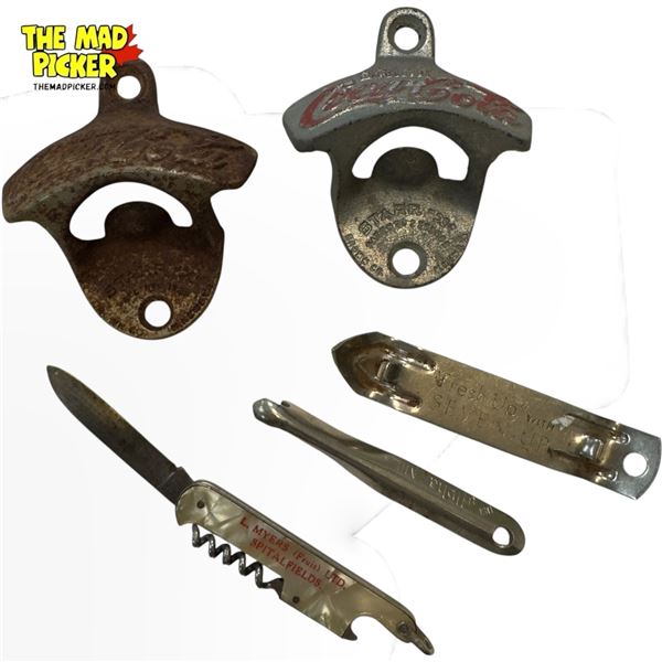 Assorted Vintage Bottle Openers, Includes 2 Coca Cola Bottle Openers