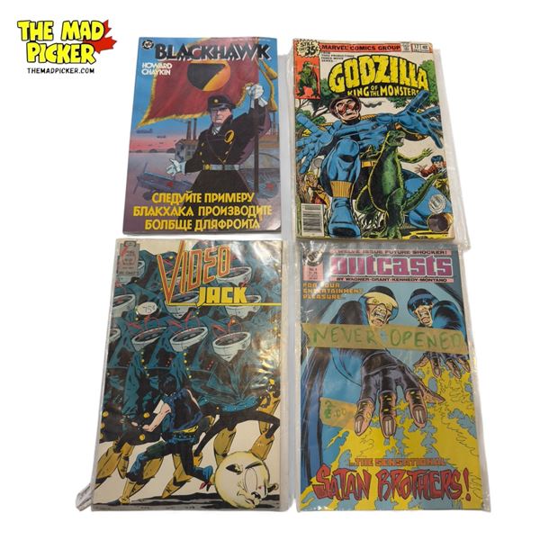 4 Vintage Comics, Godzilla, Blackhawk, Etc...