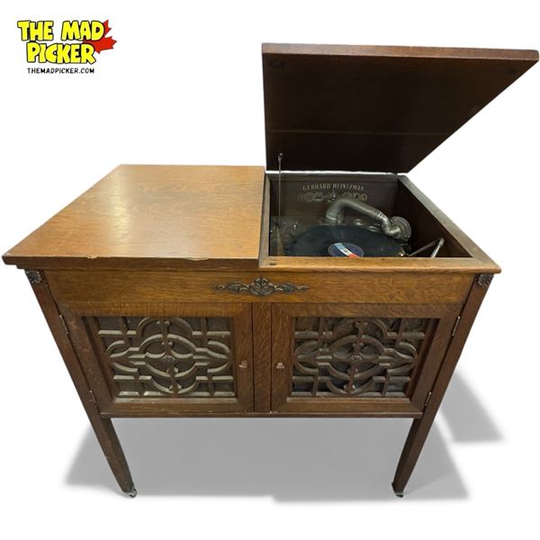 Vintage Gerhard Heintzman Floor Model Crank Gramophone