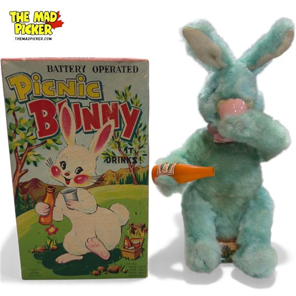 Vintage Battery Operated "Picnic Bunny", In Original Box