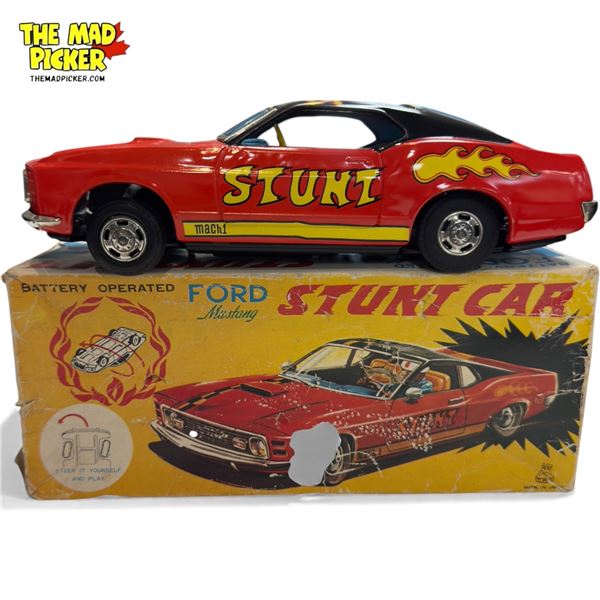 Vintage Battery Operated "Ford Mustang Stunt Car", In Original Box