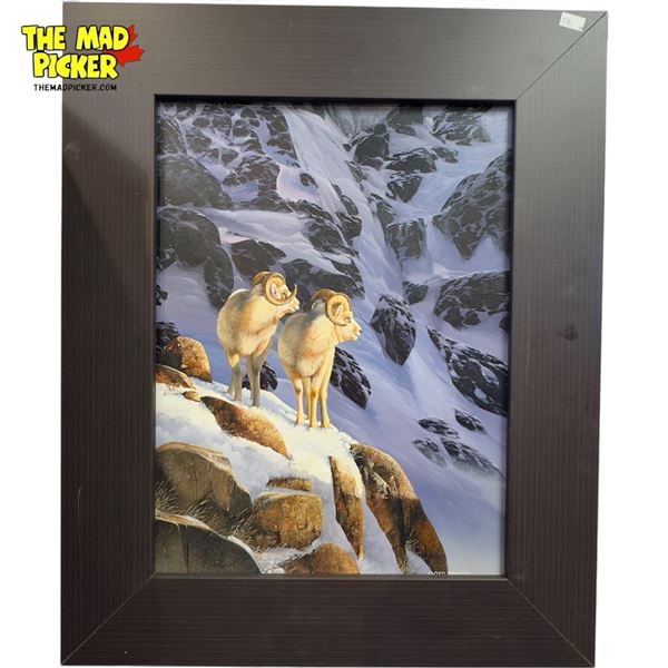 Framed Oil On Board Of Mountain Goats, By Lloyd Barnes