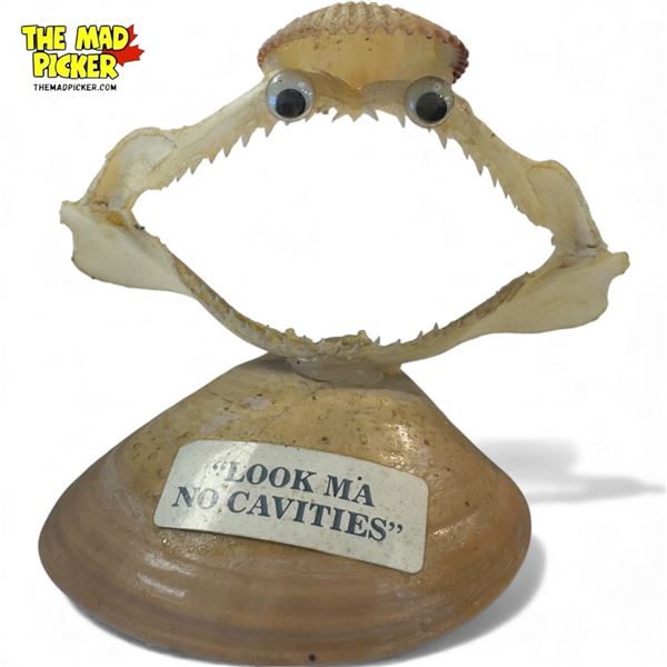 Vintage Folk Art Sharp Jaw Sculpture "Look Ma No Cavities"