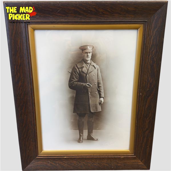 Vintage Framed Photograph Of Military Soldier, Signed On Bottom