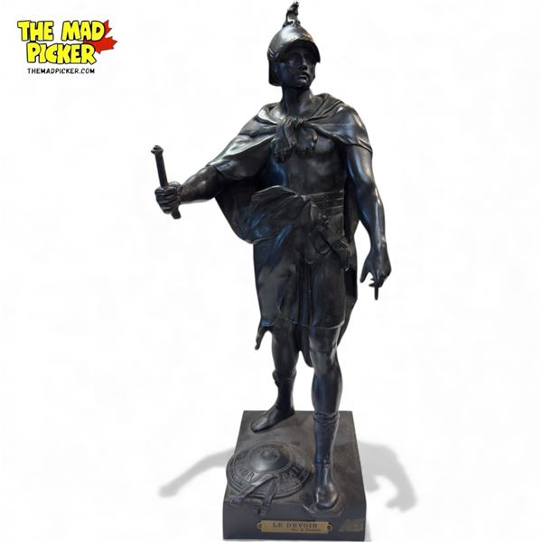 Large Bronze Sculpture "Le Devoir Par E Picault"
