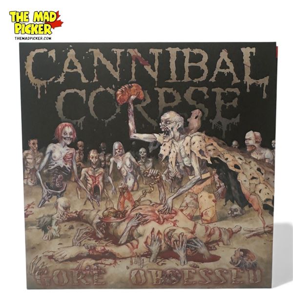 Cannibal Corpse Gore Obsessed Vinyl Record With Red Dark Black Marbled Colorway, In Sleeve