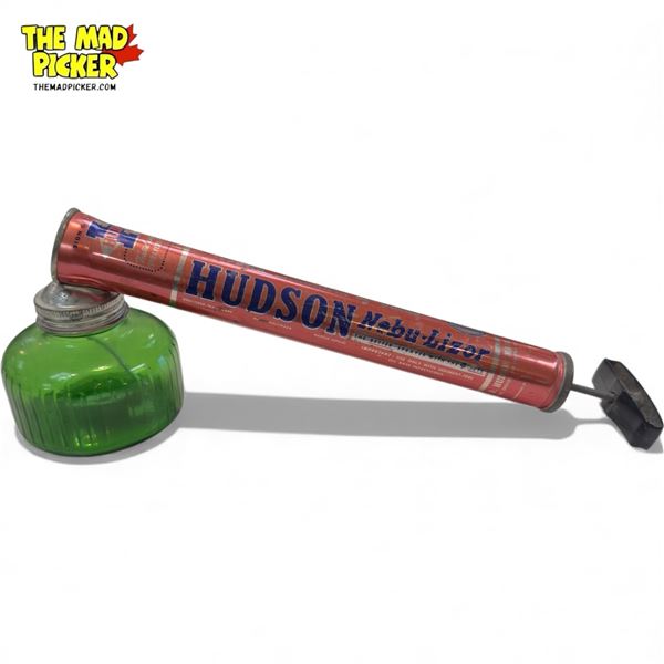 Vintage Hudson Nebulizer Sprayer With Green Glass Jar