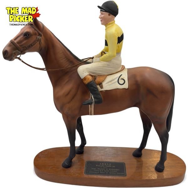 Porcelain Beswick Arkle With Pat Taaffe Up, On Wood Base