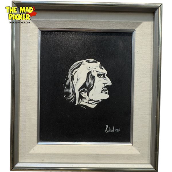 Framed Oil On Canvas Of Mans Face Made Of Nude Ladies, By Robert 1985