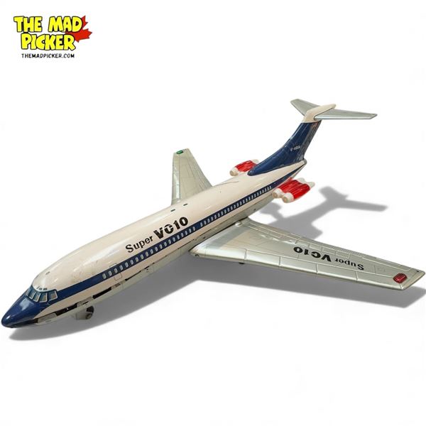 Vintage Battery Operated Tin Litho Modern Toys Super Vc10 Airplane