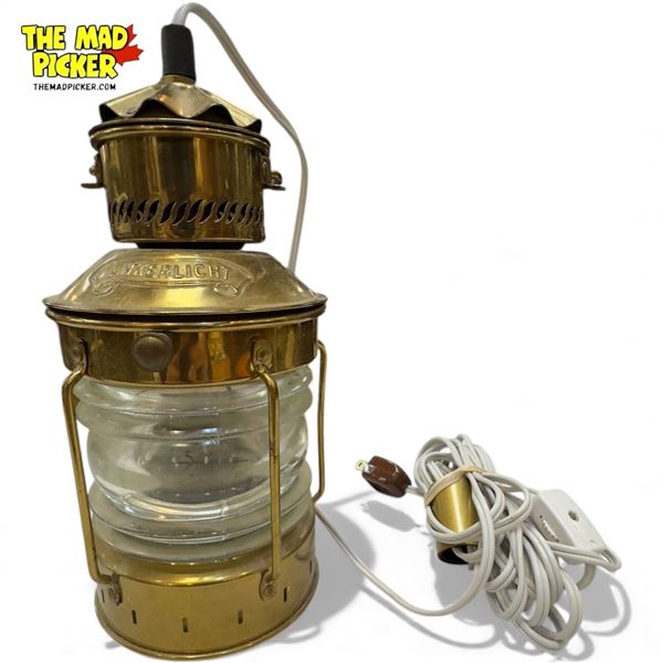 Vintage Ankerlicht Hanging Brass Lantern Converted To Light