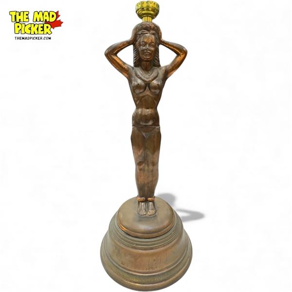 Vintage Metal Hula Girl Nude Table Top Lamp
