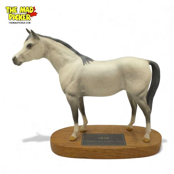 Beswick Porcelain Arab Horse, On Wood Base