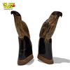 Image 2 : Pair Of Carved Horn Birds, On Wood Base