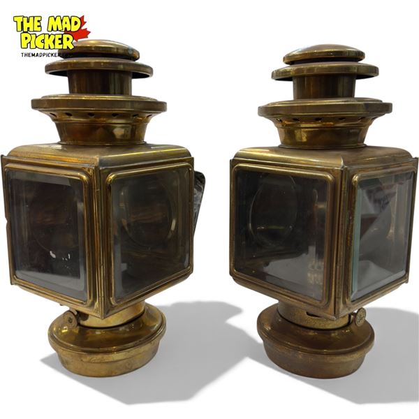 Vintage Pair Of Brass Knickerbocker Driving Lamps