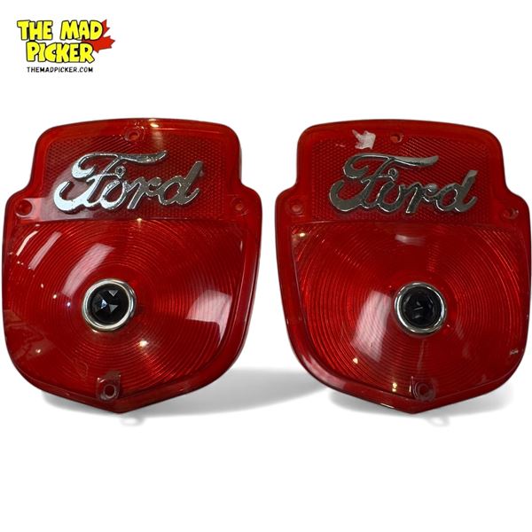 Vintage Pair Of Plastic Ford Red Light Caps