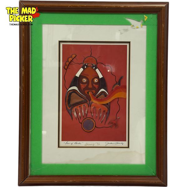 Vintage Framed Love Of Birds 3D Painting, Signed Jackson Beardy