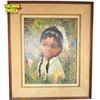 Image 1 : Framed Oil On Canvas Of First Nations Child, Signed Francis