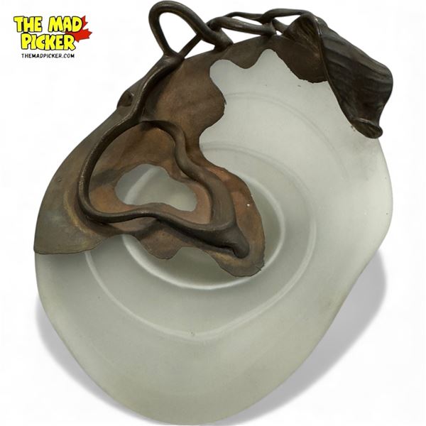 Filip Ravert Hand Blown Art Glass Bowl With Copper Overlay, Signed