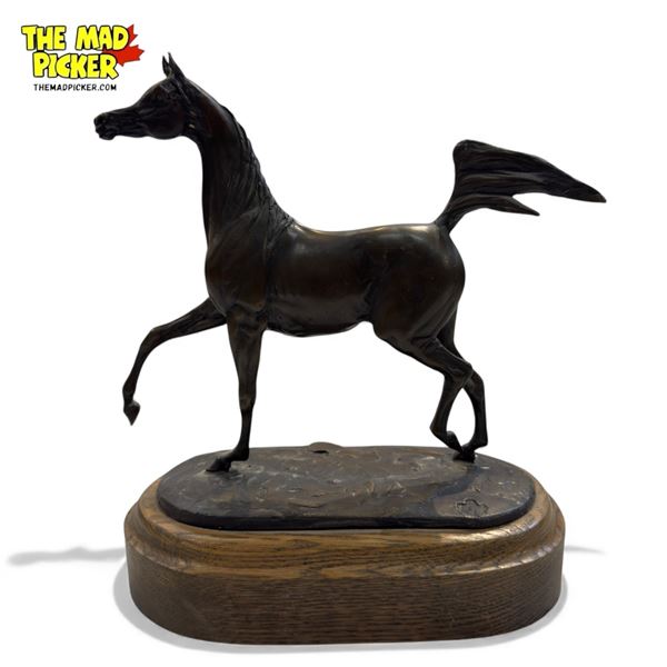 Bronze Arabian Horse On Wood Base, By Jill Mckinney