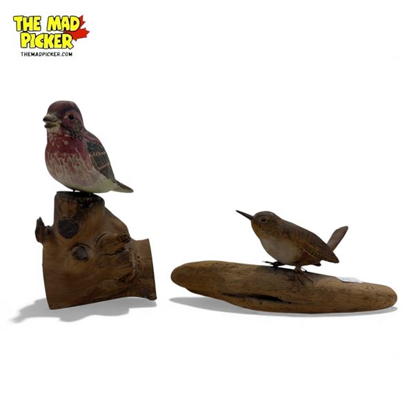 2 Vintage Carved Wood Birds, By John Gervers 1957