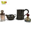 Image 1 : Pewter Stein & Creamer With 2 Glass Perfume Bottles
