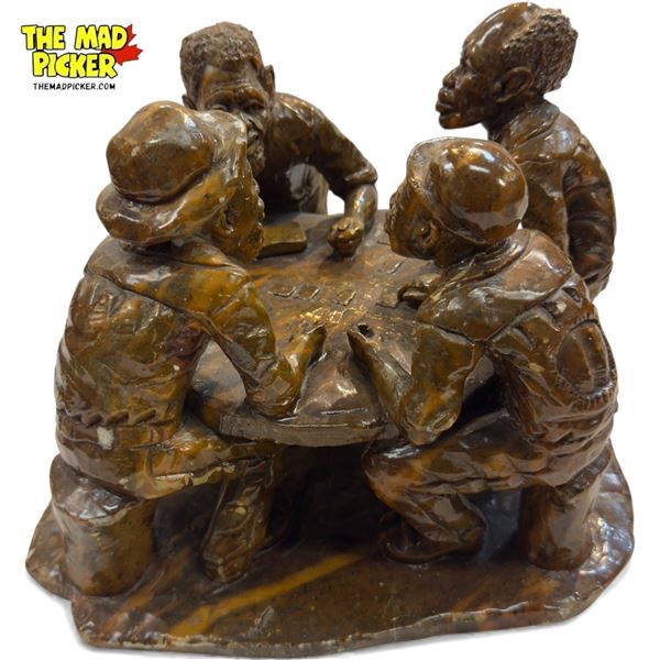 Large Stone Carving Of Gamblers