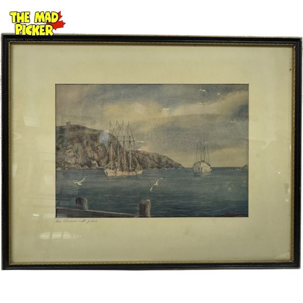 Vintage Framed Print  The Narrows St. John'S , Signed By Artist